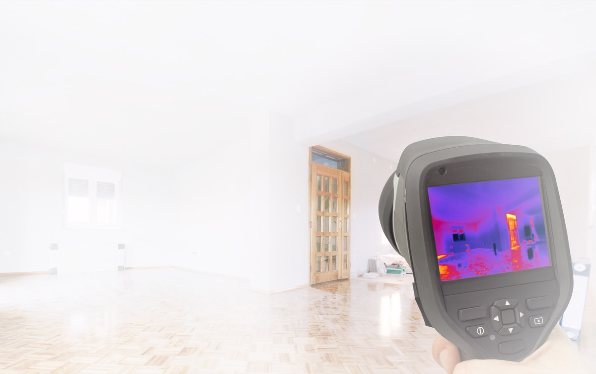 Thermal imaging camera pointed inside a home
